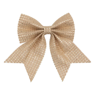 Lot de 3 nœuds déco 12x13cm jute or
