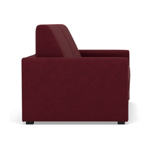 Julia - canapé 3 places convertible couchage quotidien matelas 14 cm en tissu - Prune