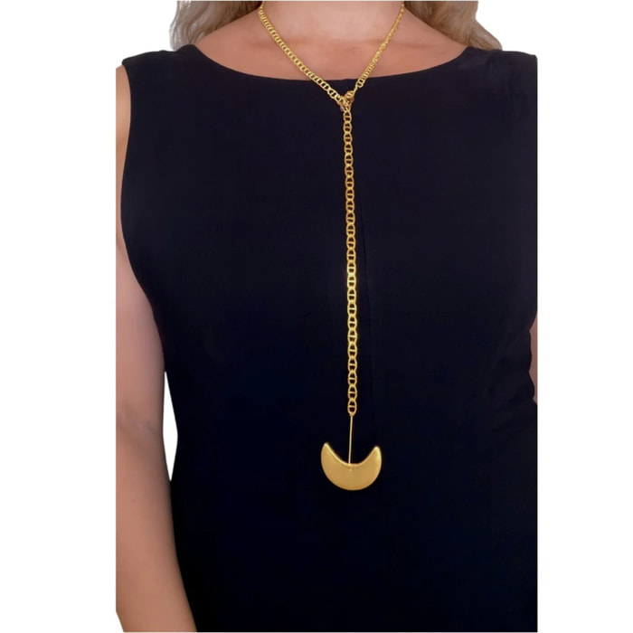 Collar Caleido largo multiposición corbatero en latón chapado dorado