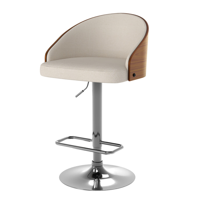 Chaise de bar réglable 63/84 cm en tissu beige - Carmelo