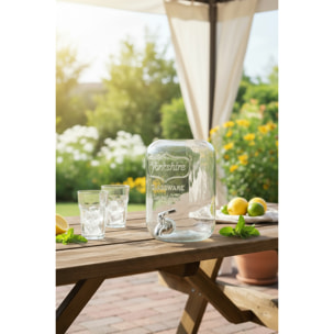 Dispenser in Vetro per Bevande 4L con Rubinetto in Acciaio Cromato Lavabile in Lavastoviglie Ideale per Feste Aperitivi e Campeggio Trasparente