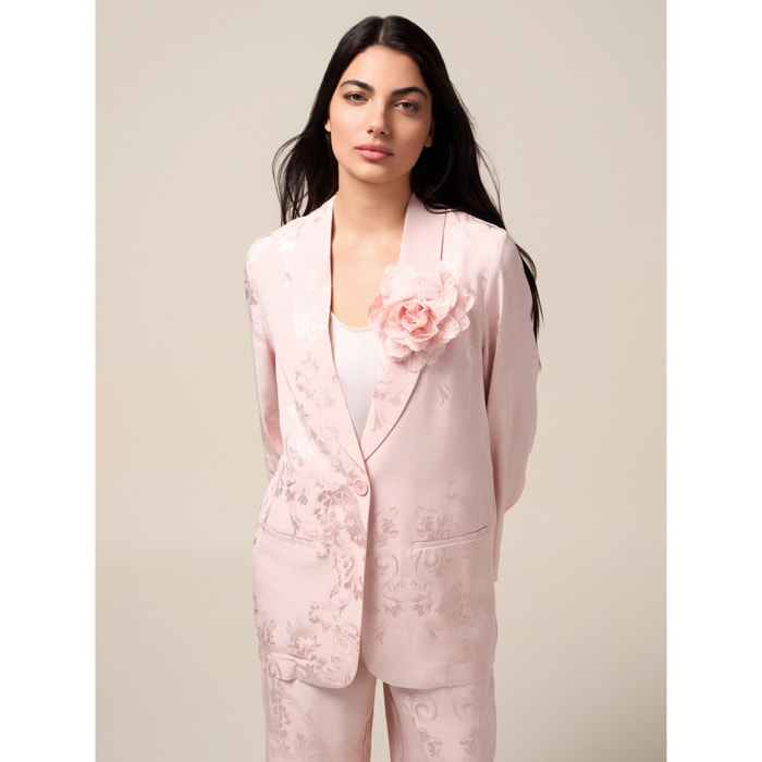 Oltre - Blazer jacquard con spilla - Rosa