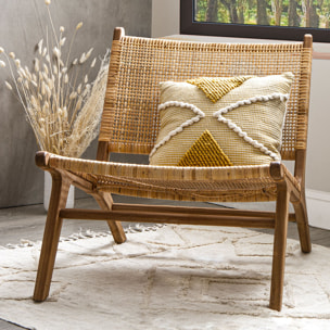 Coussin "R.O.W." - plastique recyclé - jaune ocre 45x45 cm