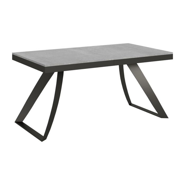 Table extensible 90x160/420 cm Proxy Evolution Gris Béton cadre Anthracite