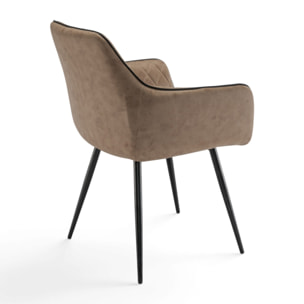 Set di 2 poltroncine LEON in similpelle cammello e gambe nere