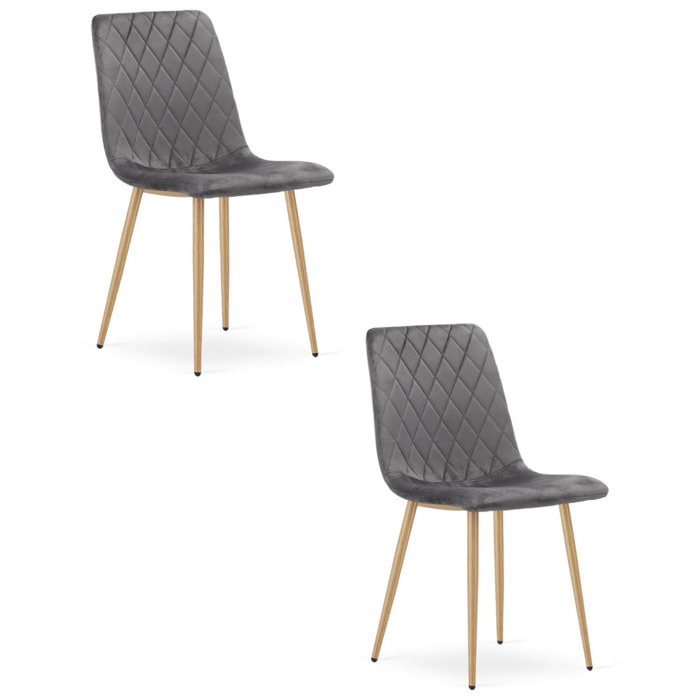 Set di 2 sedie Turin in velluto grigio scuro e gambe effetto legno