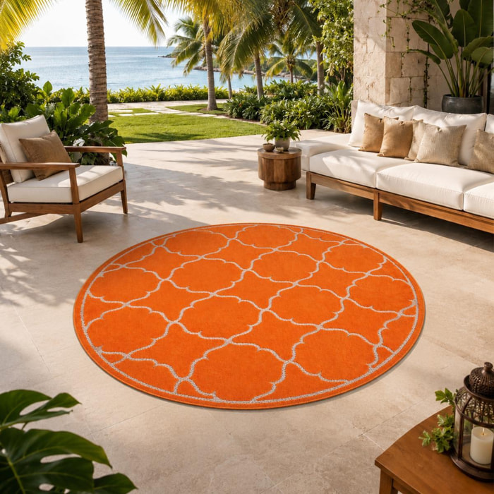 Tapis extérieur tissé kilim rond CULA