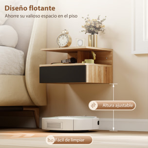 Juego de 2 Mesitas de Noche Flotantes con Cajón, Mesillas de Noche Dormitorio, Montado en la Pared, Estilo Moderno, para Sala de Estar, 35x32x22,5 cm, Roble y Negro