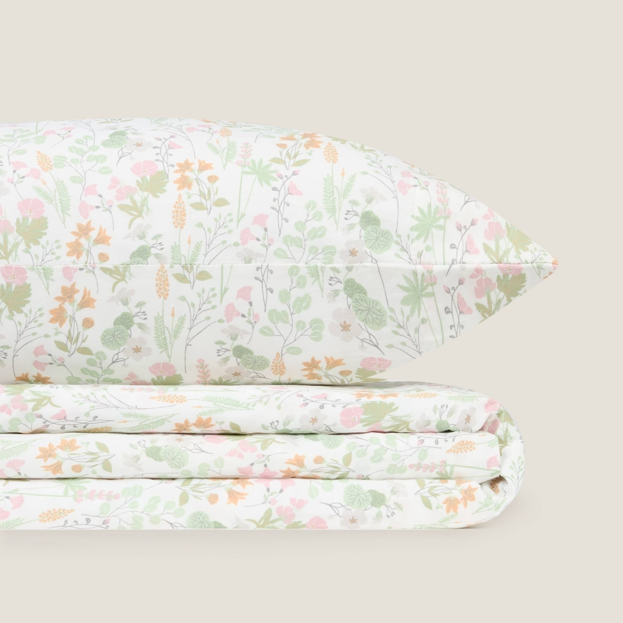 Sábana algodón flores Ferda color verde 100% Algodón percal