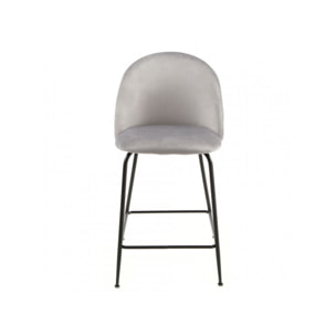 Lot de 2 chaises de bar en velours avec piètement en métal noir - CLEA