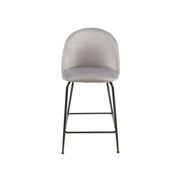 Lot de 2 chaises de bar en velours avec piètement en métal noir - CLEA