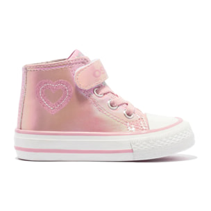 Zapatillas Altas de Bebé Charol Corazón Rosa