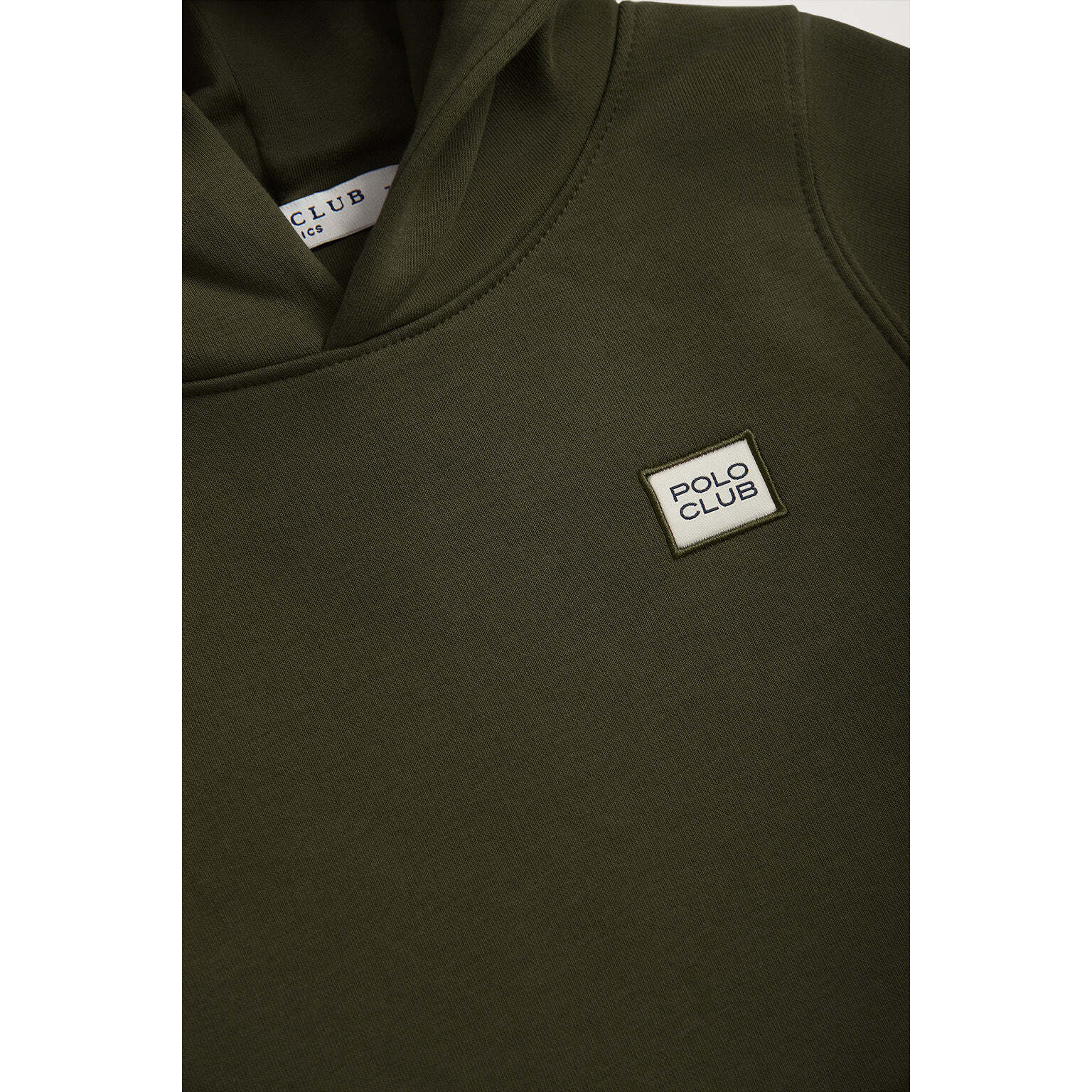 Sudadera orgánica de capucha y bolsillos caqui Neutrals kids con logo