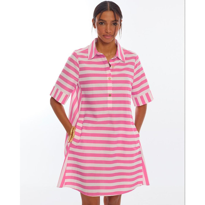 Abito corto in popeline a righe