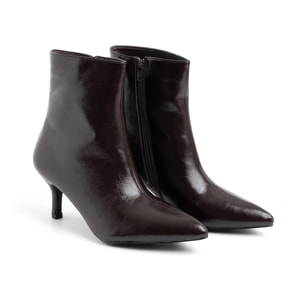 Tronchetto a punta in vernice - MARRONE