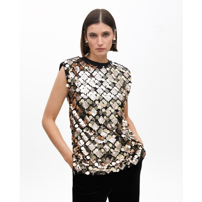 Top corto con paillettes