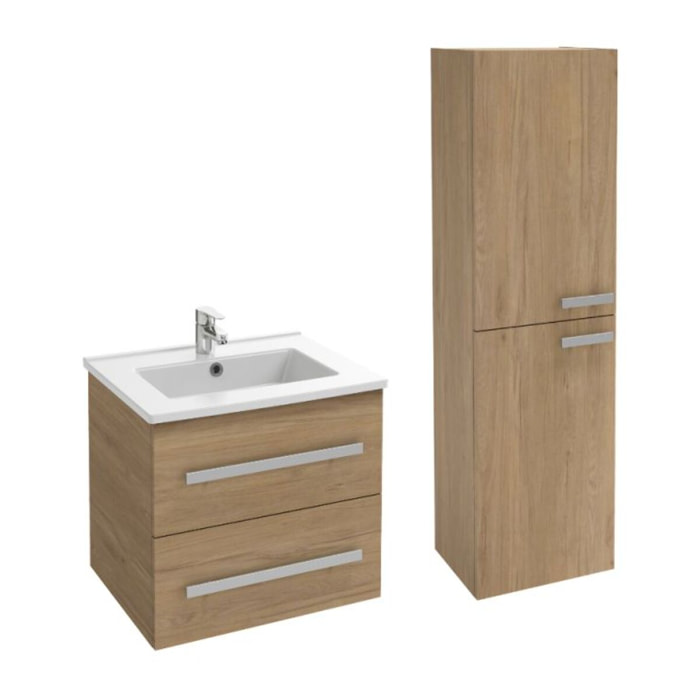 Pack meuble vasque 60 cm Ola up chêne + colonne