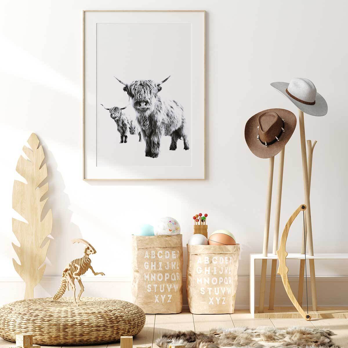 Affiche enfant jumelles  Affiche sous cadre bois