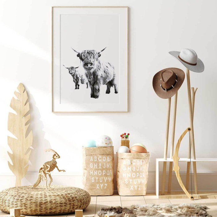 Affiche enfant jumelles  Affiche sous cadre bois