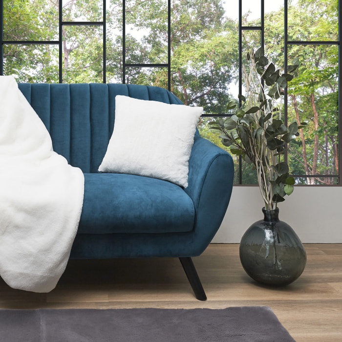Coussin - HOME DECO FACTORY - Opulence - Imitation Fourrure - Écru - 40 x 40 cm
