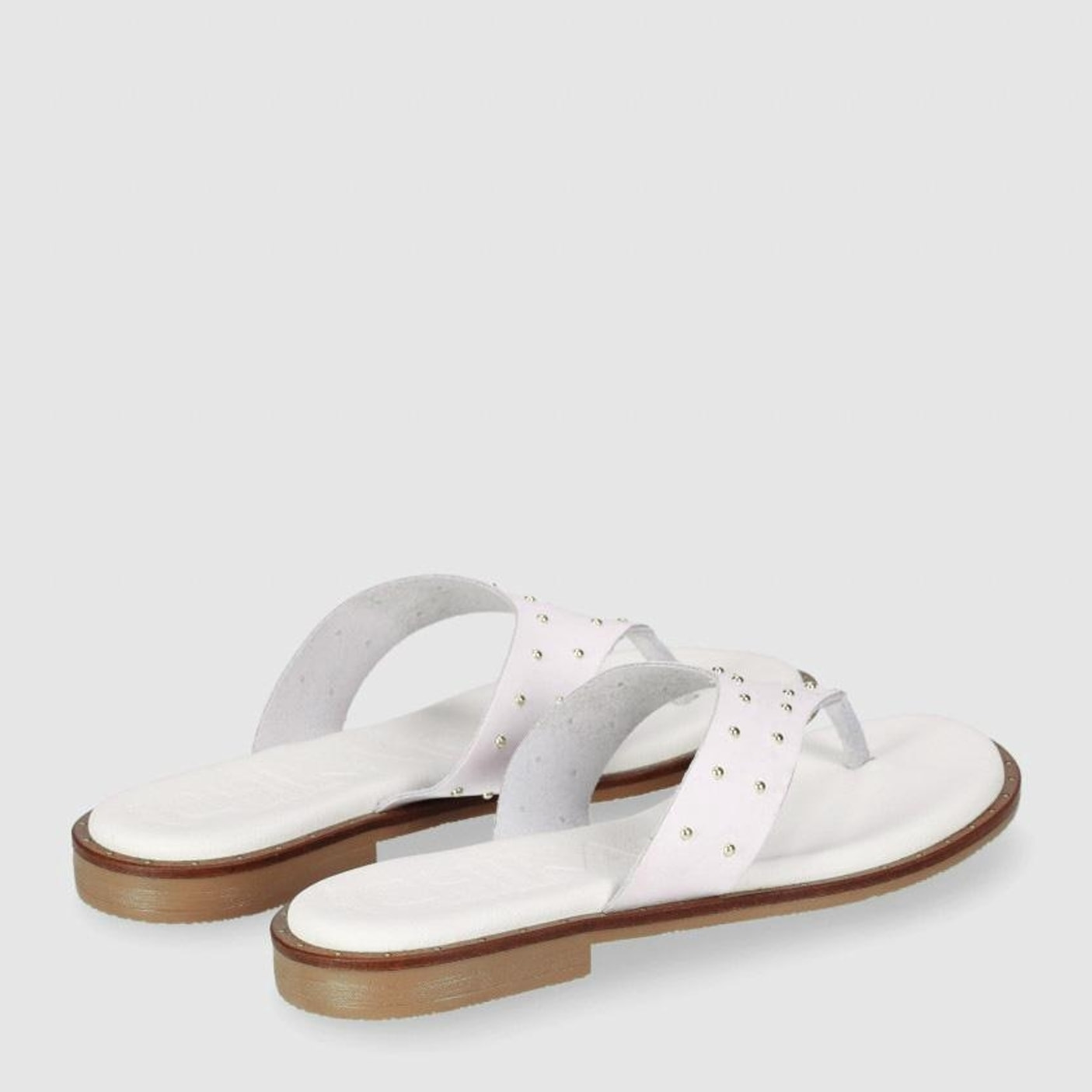 Sandalias de Piel - Blanco - Tacón: Bajo