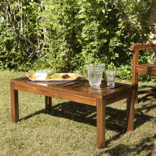 HANNA - Table basse de jardin rectangulaire 100 x 50 cm en bois teck huilé