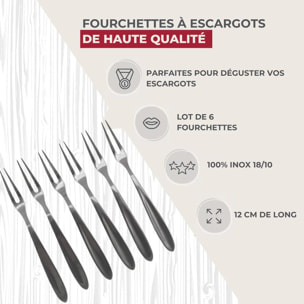 Lot de 6 fourchettes à escargots 12,5 cm Fackelmann