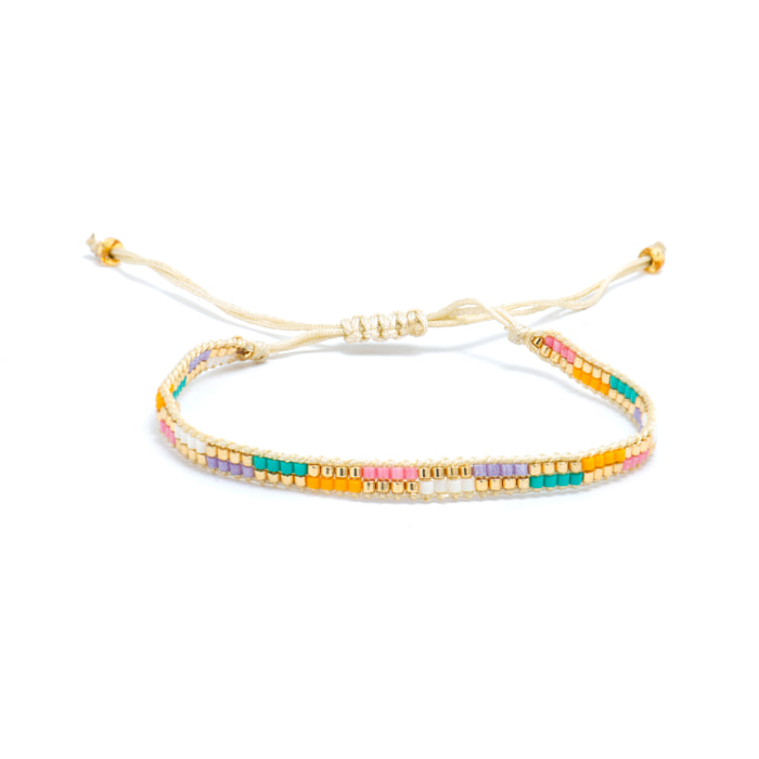 Pulsera con Cristal Multicolor acabado oro 18k