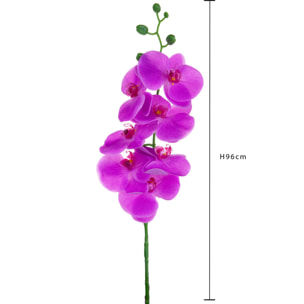 Phalaenopsis Con 7 Fiori. Altezza 96 Cm - Pezzi 6 - 14X96X8cm - Colore: Viola - Bianchi Dino - Fiori Artificiali