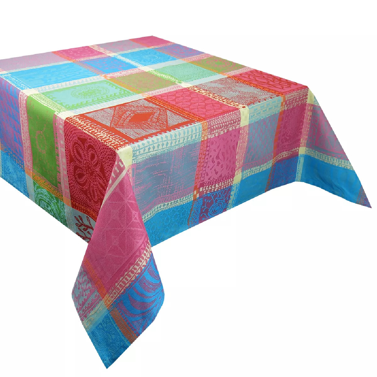 Nappe pur coton motif jacquard multicolore Mille wax cocktail