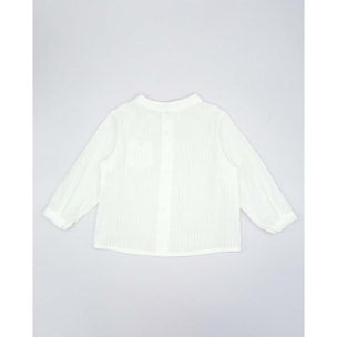 CAMISA SEERSUCKER BLANCO CON BOTON VERDE