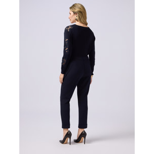 Oltre - Pantaloni regular in tessuto scuba crêpe - Blu