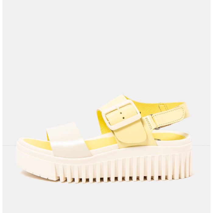 Sandalia de cuña 1578 MULTI PALE YELLOW-CREAM/BRIGHTON color Pale yellow-cream
