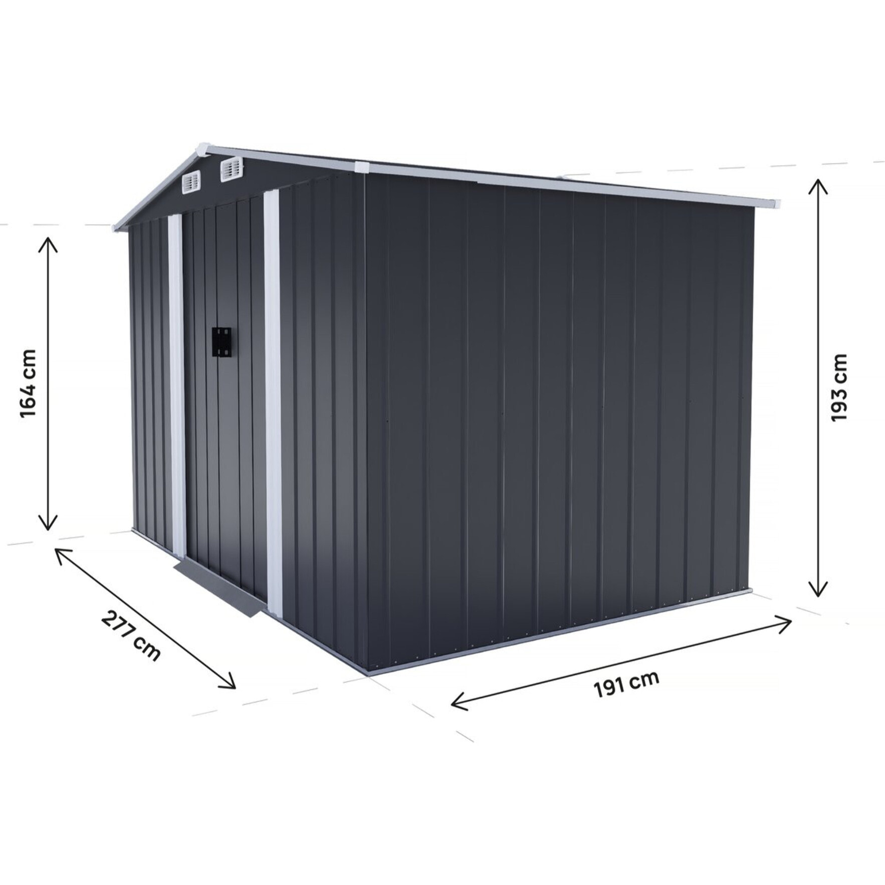 Abri de jardin métal "Boston" - 5,29 m² (4,76 m2 au sol)- Gris