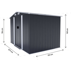 Abri de jardin métal "Boston" - 5,29 m² (4,76 m2 au sol)- Gris