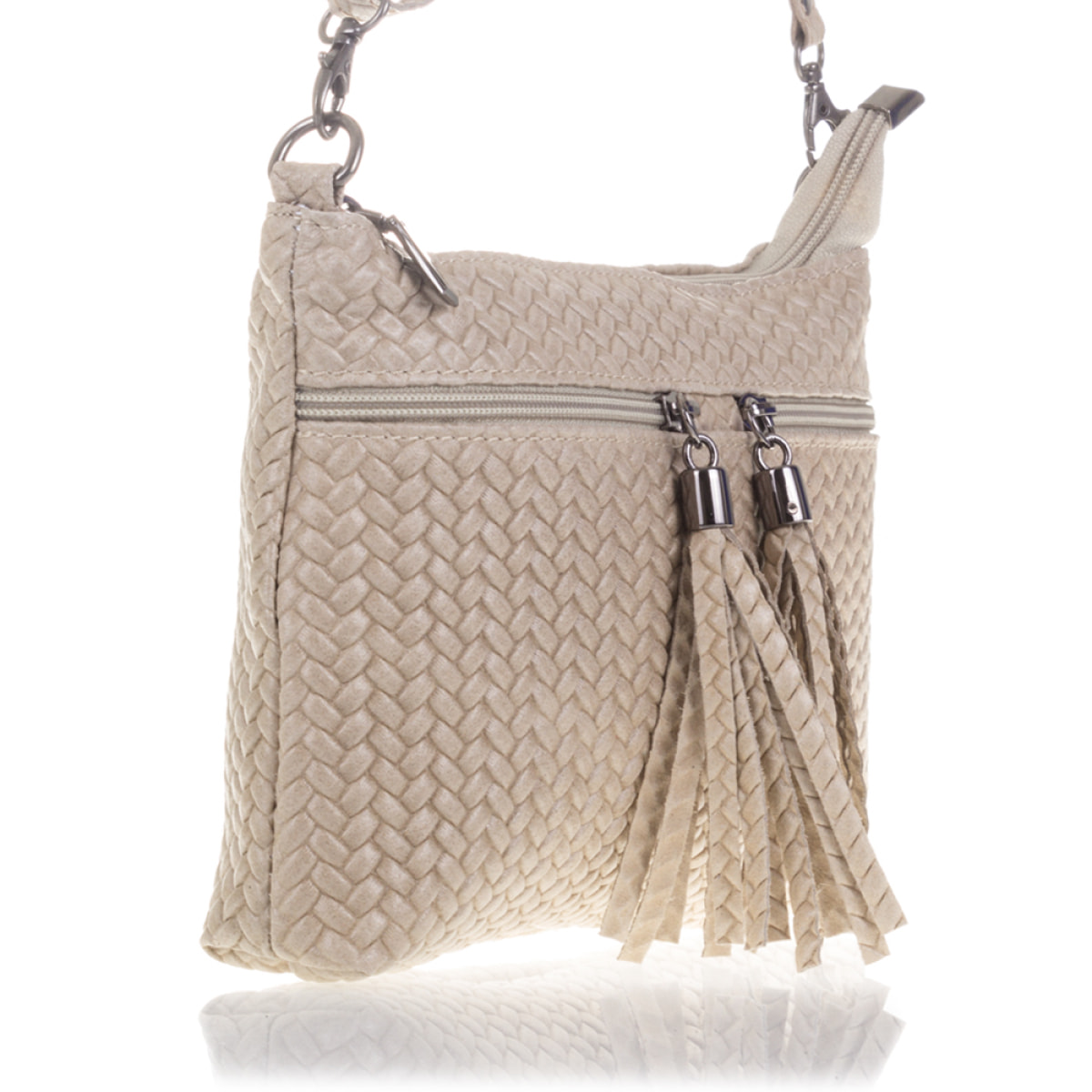 Oderzo Bolso bandolera Mujer.Piel auténtica Gamuza Grabado Espiga