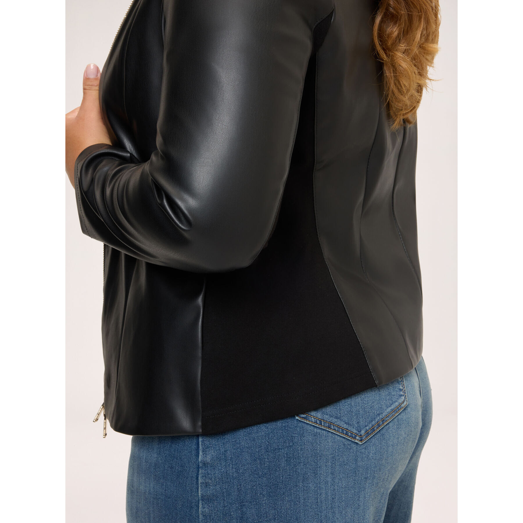 Fiorella Rubino - Giacca biker con collo alla coreana - Nero