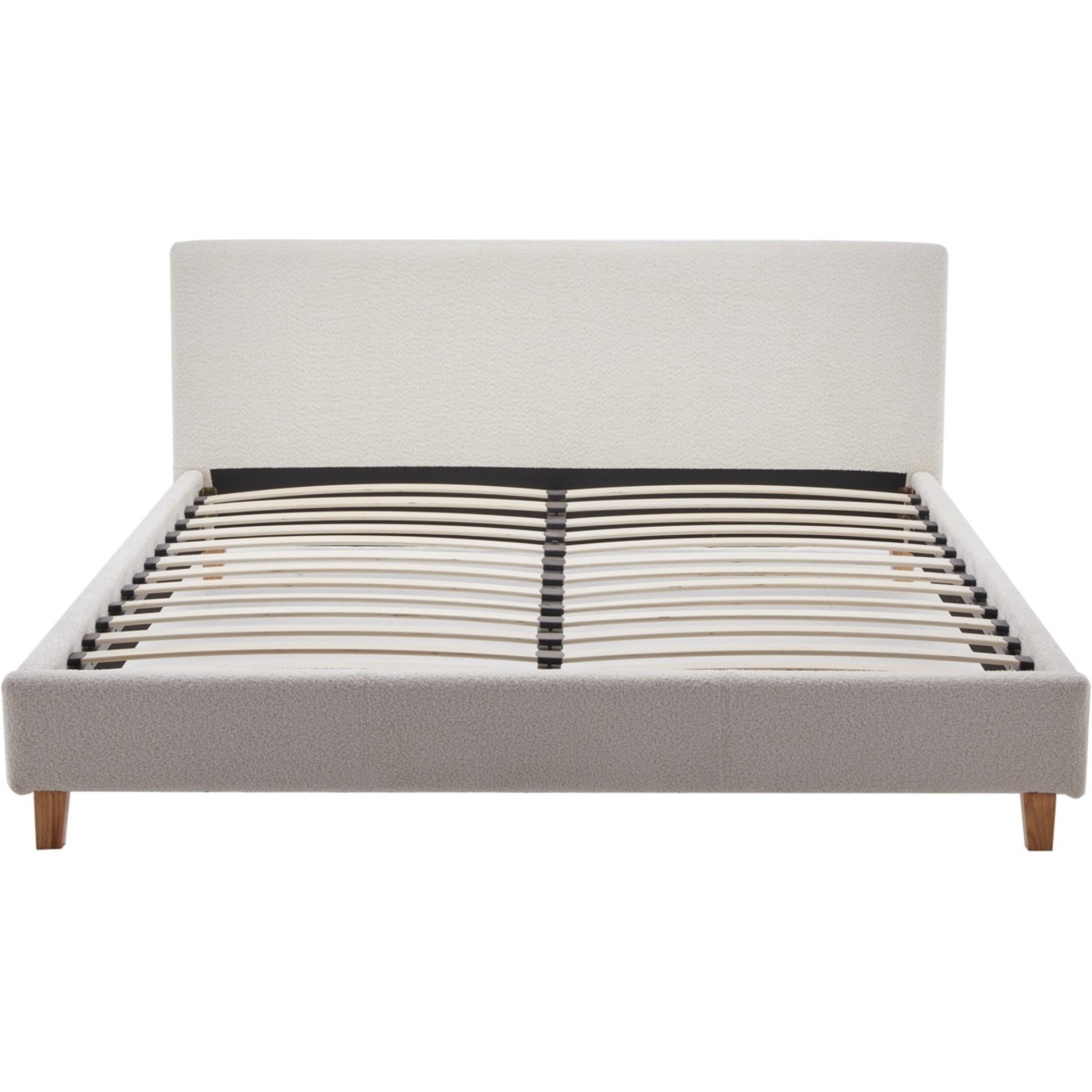 Lit avec tête de lit en tissu bouclé - MILO