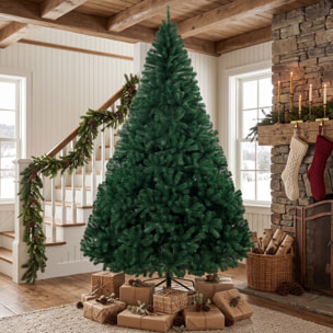 Árbol de Navidad Artificial de 270 cm, Árbol de Navidad de Abeto con Ramas Articuladas, 2418 Puntas de PVC Ignífugo, Montaje Rápido, Soporte de Acero Plegable, Verde