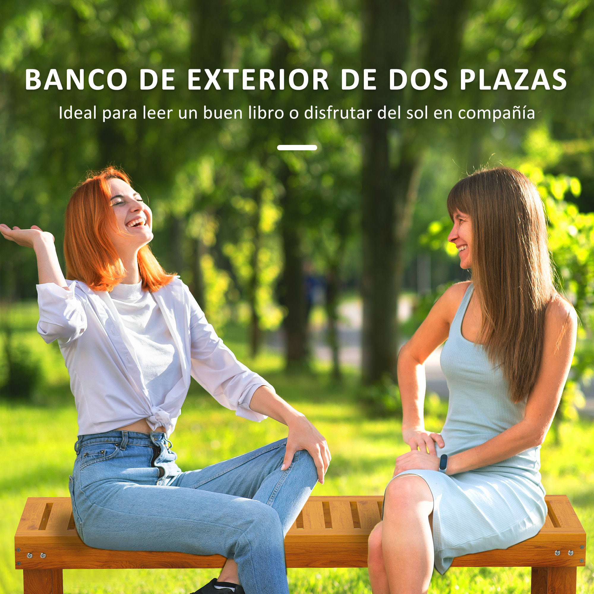 Banco de Jardín de 2 Plazas Banco de Madera Asiento de Lamas Carga 300 kg Banco para Patio Terraza 120x34x43 cm Teca