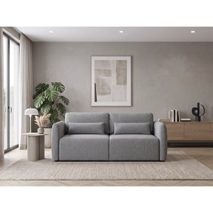 Canapé droit convertible en tissu "Concorde" 3 places - Gris