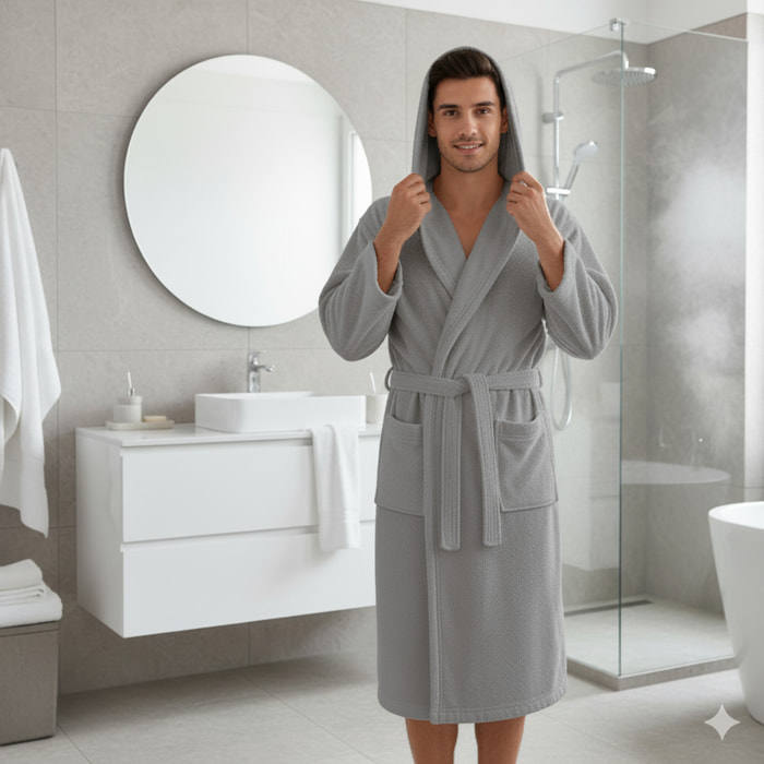 UNO CASA DESIGN Accappatoio con Cappuccio Julia in Spugna di Puro Cotone 400 gr