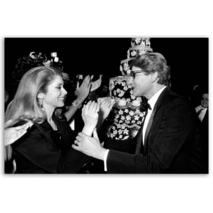 Tableau célébrités Yves Saint Laurent et Catherine Deneuve en 1982 Tableau alu Dibond