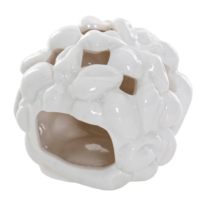 Bola Portavelas Conchas Porcelana 9x9x8 Cm