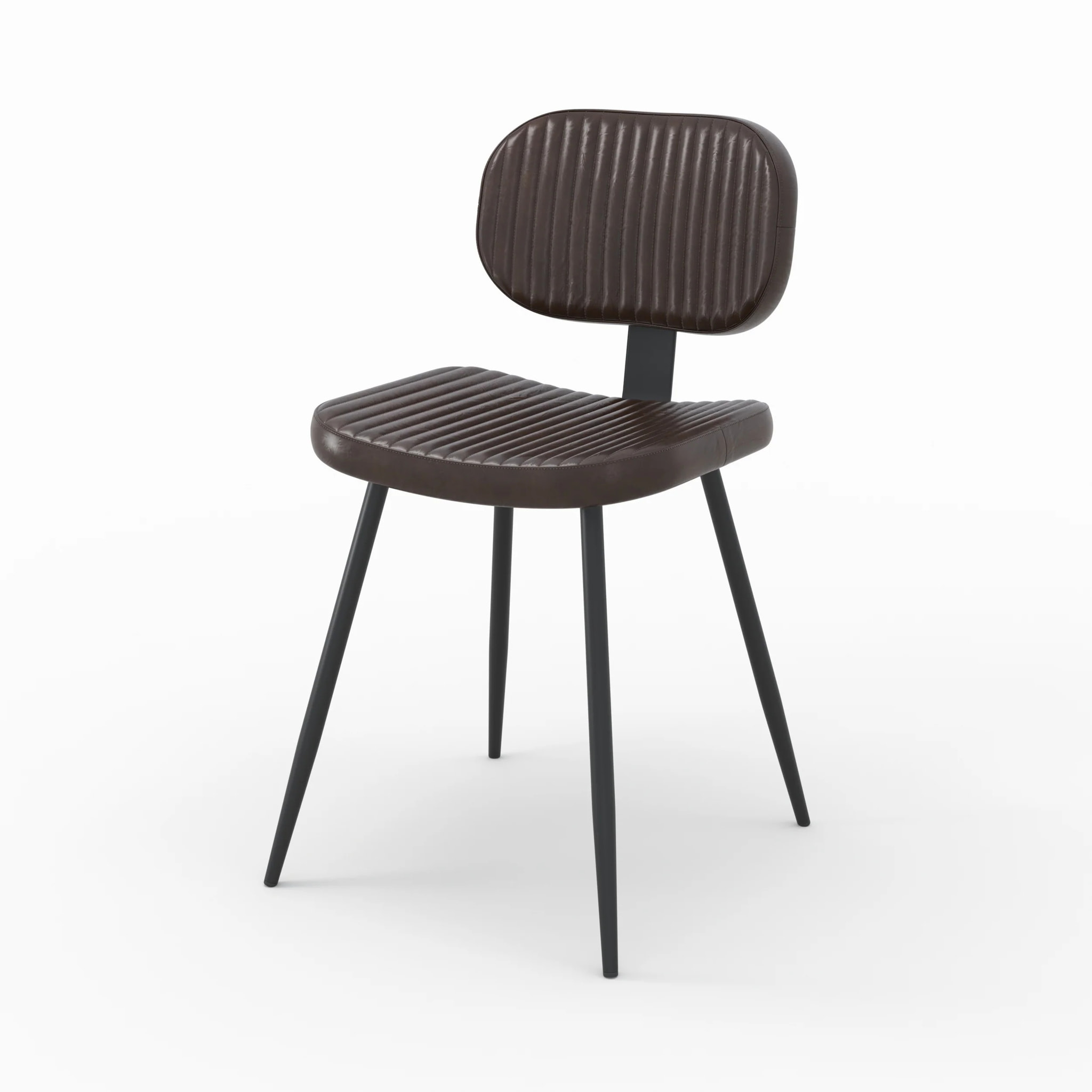 Lot de 2 chaises en cuir marron et pieds en métal noir - Clovis