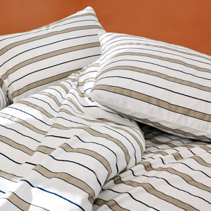 Lot de 2 taies satin de coton 115 g/m² imprimé beige blanc Martigues sable