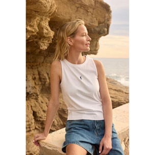 Canotta bianca slim fit con ricamo Rigby Go