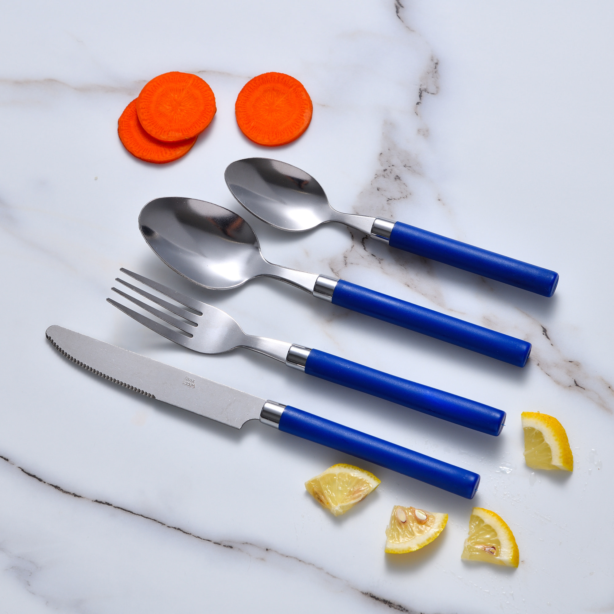 Set 24pcs cubertería  con mango azul San Ignacio