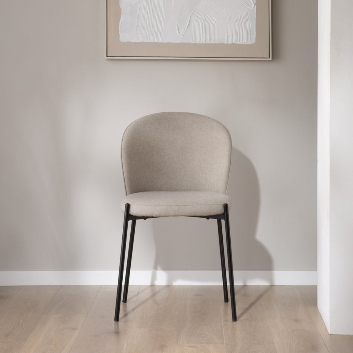 Chaise rembourrée Nuren -tissu-couleur beige 48 x 85 x 55 cm