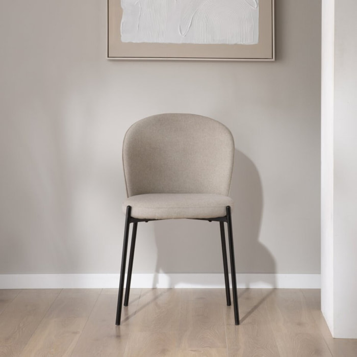 Chaise rembourrée Nuren -tissu-couleur beige 48 x 85 x 55 cm